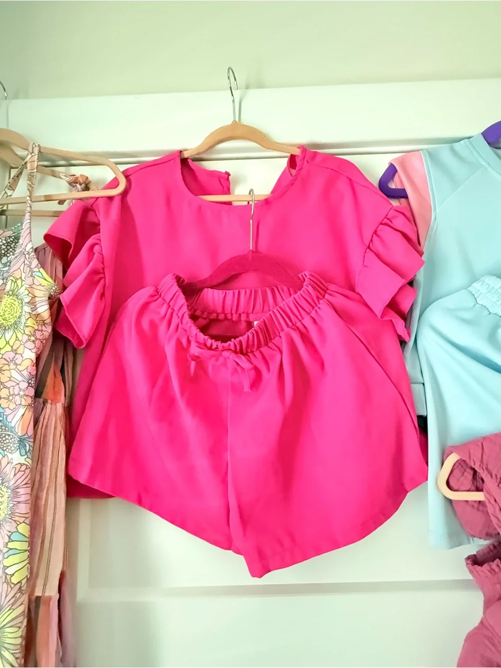 Girls Mixed Clothing Set - Pink, Light Blue & Multi Floral Pieces